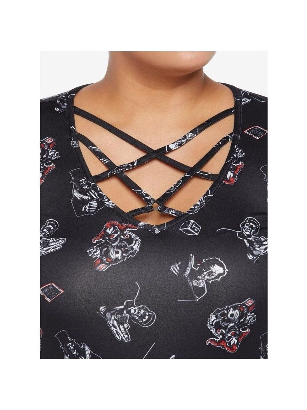 Halloween Horror Nights Characters Lace-Up Bodycon Dress Plus Size 2 - Picture 4 of 10